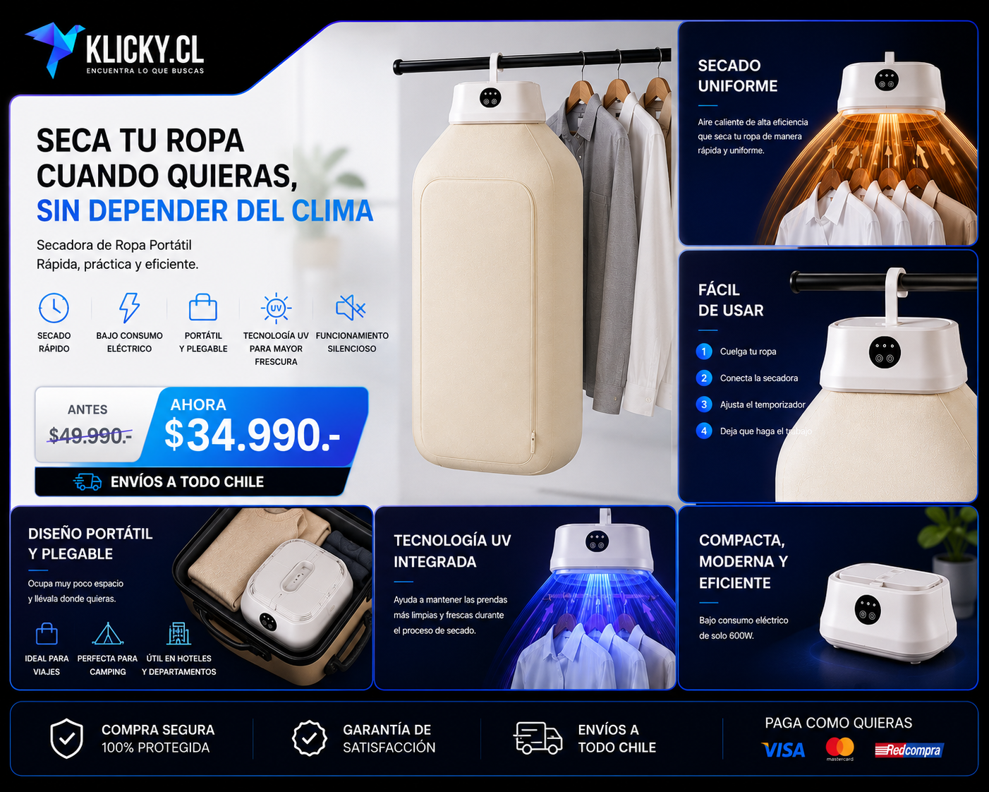SECADORA DE ROPA PORTÁTIL